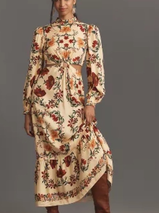 FARM Rio Dresses & Skirts - FARM Rio Cream Floral Cutout Maxi Dress